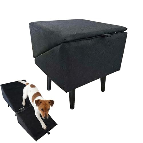 Image of Foldable Dog Steps, Pet Ramps For Dogs, Dogs Stairs & Steps For Bed Sofa, Dog Stairs for Beds Couches, Dog Slope Stairs for Small Dogs, Cats Black