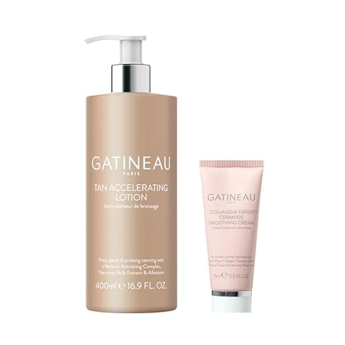 Image of Gatineau - Tan Accelerating Lotion (400ml) to Enhance Natural Tanning + Collagene Expert Ceramide Smoothing Face Cream (15ml) with Hyaluronic Acid