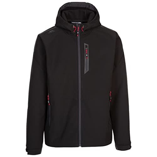 Image of Trespass Mens Softshell Jacket Marlon - Chin Guard, 3 Zip Pockets, Adjustable Fixed Hood, Woven, 87% Polyester, 13% Elastane, TPU Membrane