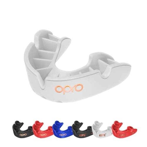 Image of OPRO Bronze Level Mouthguard Essential Fit – Gum Shield Adult and Kids – OPRO Mouth Guard Boxing and MMA, Easy Self-Fit Gum Shield Rugby and Hockey – Enhanced Protection with Dental Warranty (White)
