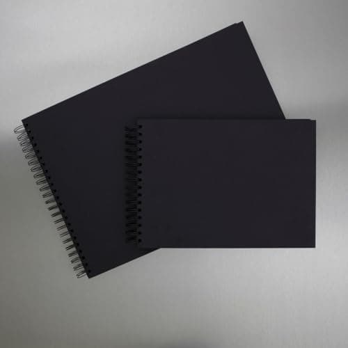 Image of A3 Landscape Black Book - Album with 40 Sheets of 220 gsm High Intensity Black Card - Suitable for Pencils, Pens, Collage
