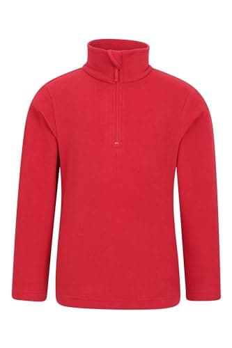 Image of Mountain Warehouse Camber II Kids Half-Zip Fleece - Lightweight & Breathable Microfleece Sweatshirt For Boys & Girls - For Spring Summer, Outdoors & Travelling Red Kids Size 7-8 Years