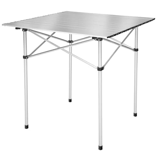 Image of tectake® Folding Camping Table - Lightweight Aluminium, Weather-Resistant & Includes Carry-Bag - Portable for Indoor & Outdoor Use - Picnic, Camping or Hobby Size - Quick Set-Up, Plastic Feet - Small
