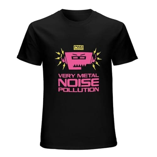 Image of XINRONGYUAN Men's Pop Will Eat Itself 'Very Metal Noise Pollution' T Shirt - New Black L
