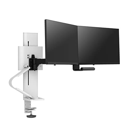 Image of Ergotron – TRACE ™ Dual Monitor Arm, VESA Desk Mount – for 2 Monitors Up to 27 Inches, 1.8 to 4.9 kg Each – White