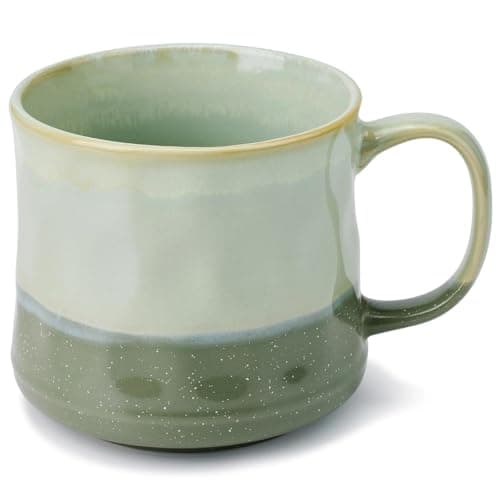 Image of Cteahrow 21 Oz Large Ceramic Coffee Mugs with a Large Handle，Big Tea Cup for Office and Home,Microwave and Dishwasher Safe，Hot Cold Drinking (Green)