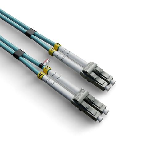 Image of rhinocables LC to LC OM4 Multi-Mode Fibre Cable – 50/125µm Duplex Patch Lead with LSZH Jacket | High-Speed 3500/4700MHz Bandwidth, Low-Loss UPC Connectors | For SFP Transceivers & Fibre Networks (2m)