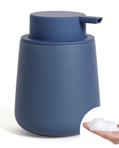 Image of BosilunLife Soap Dispenser Ceramic 11Oz (325ml) Refillable Foam Hand Lead-Free Soap Dispenser for kitchens Bathroom Countertop Kitchen Rust-Proof Dish Soap Pump Dispenser for Bathroom(Foam, Blue)