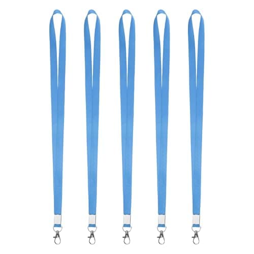 Image of M METERXITY 5-Pack Lanyards for ID Badges, Sky Blue 15mm Wide Keychain Flat Neck Lanyard Strap with Swivel Hook Clip for Keys/ID Card/Whistles, ID Holder Folder