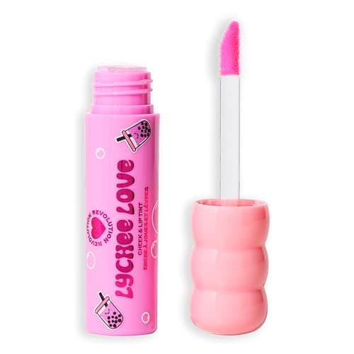 Image of I Heart Revolution Bubble Tea Milky Blush + Lip Tint, Hydrating All-In-One Face Tint Infused With Matcha Green Tea, Vegan & Cruelty-Free, Lychee Love Pink