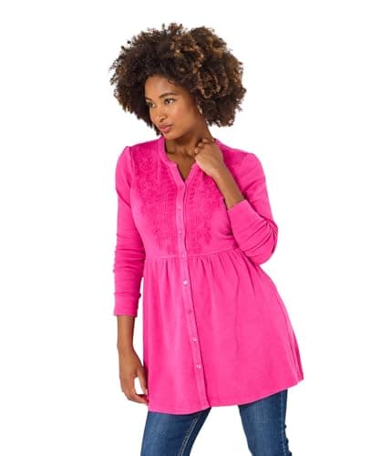 Image of Joe Browns Women's Pink Jersey Sweat Tunic Top, Relaxed, Pink, UK 14
