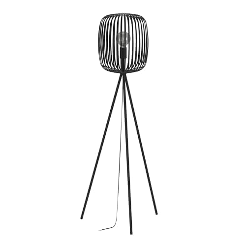 Image of Eglo Tripod Floor lamp Romazzina, Standing Light Made of Black Metal, Living Room Lighting, floorlamp with E27 Socket