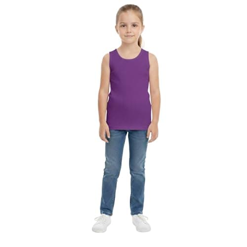 Image of A2Z 4 Kids Girls Ribbed Vest Top 100% Cotton Stylish Top Summer Comfortable Fashion - Vest 002 Purple 11-12