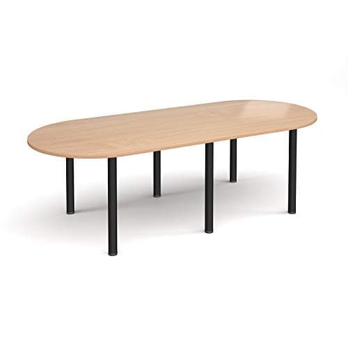 Image of Mr Office Radial end meeting table with 6 radial legs - black legs, Beech