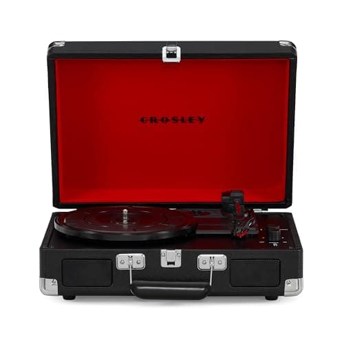 Image of Crosley Cruiser Plus Portable Turntable - Bluetooth Record Player, 3-Speed Suitcase Vinyl Player, Home Turntables for Vinyl Records, Built in Stereo Speakers & Bluetooth Receiver, AUX Input, Black