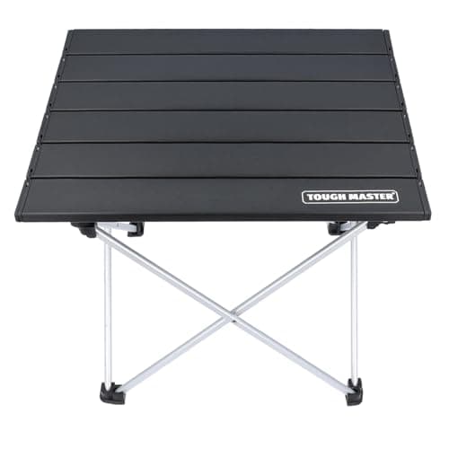 Image of TOUGH MASTER Folding Camping Table with Aluminium Top, Lightweight Portable Picnic Table with Storage Bag Size S 40x35x32cm Ideal for Beach Fishing Hiking BBQ Camping Picnic