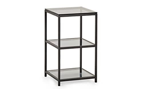 Image of Julian Bowen Chicago Tall Narrow Side Table, Smoked Glass/Black, One Size