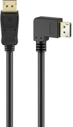 Image of goobay DisplayPort Cable 2.0/2.1, 2 Metres, 8K 144Hz, 54 Gbps, 90° Plug, UHD, HDR, DSC, G-Sync, FreeSync, DP to DP, Black, for Gaming, Monitor, Projector, VR, Daisy Chain, 77053