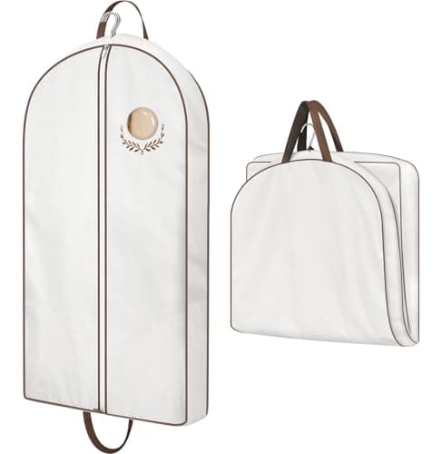Image of MISSLO 40" Cotton Suit Carriers for Women Breathable Suit Bag Cover with Handles Travel Garment Bag for Jacket, Coat, Dress, Clothes, Beige
