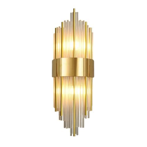Image of NICRX E14 Crystal Wall Lights Golden Base Wall Sconces Lamp,Modern Wall Lamp Fixtures,Indoor Crystal Wall Light for Bedroom,Living Room(45cm)