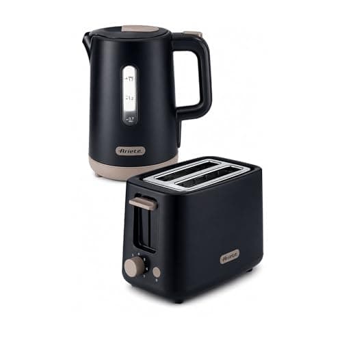 Image of Ariete Electric Kettle & Toaster Set – Cordless 360° Kettle with Auto Shut-Off, 2-Slice Toaster with 7 Browning Levels – Glossy & Matte Finish, Compact Breakfast Duo