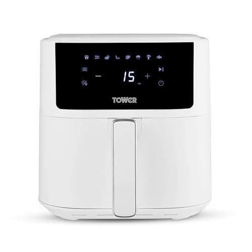 Image of Tower T17169WHT Vortx Air Fryer with Digital Control Panel, 8 Pre-Set Cooking Functions, 1700W, 6L, White