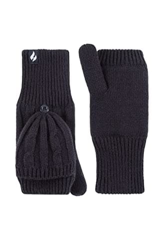 Image of HEAT HOLDERS SOCKSHOP Ladies Ash Cable Knit Converter Mittens Pack of 1 Navy One Size