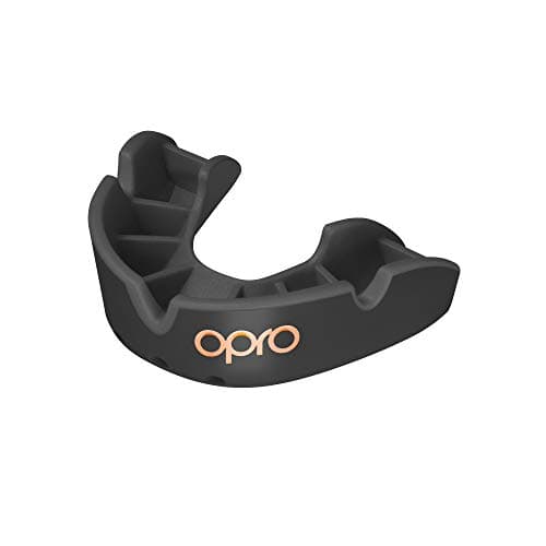 Image of Opro Bronze Training Level Adult and Youth Sports Mouthguard With Case, Gum Shield for Hockey, Lacrosse, Rugby, MMA, Boxing and Other Contact and Combat Sports (Black, Youth)