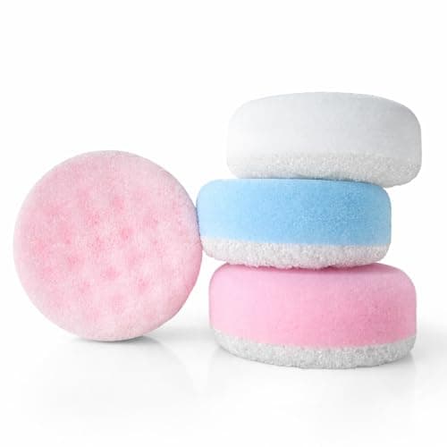 Image of Eluto Exfoliating Bath Sponge - 4 x Assorted Colors – Double-Sided Shower Loofah Body Scrubber for Gentle Exfoliation, Deep Cleansing & Massage – Durable Bath Sponges for Men, Women & Kids