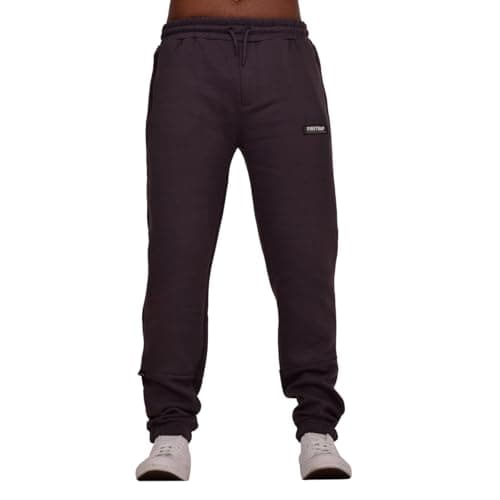 Image of Firetrap Mens Fleece Cotton Jogging Bottoms with Zip Pockets Designer Black Joggers Trousers Charcoal S