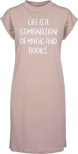 Image of Hippowarehouse Life is A Combination of Magic and Books t-Shirt Dress Women's Adults Nightie Nightdress
