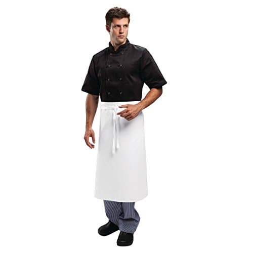 Image of Whites Chefs Clothing Regular Waist Apron, White, Material: Polycotton, Size: 915(W) x 762(L) mm - Professional Kitchen, Restaurant Front-of-House Apron, Home Use, A501