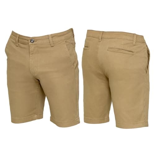 Image of 989Zé ENZO Mens Stretch Regular Fit Chino Shorts Comfort Cotton Casual Summer Holiday Outdoors Golf Shorts with Pockets EZS647 Beige 36