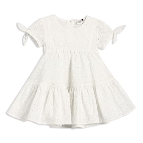 Image of MINI CUDDLES Baby Girls Broderie Anglaise Dress, White (9-12M)