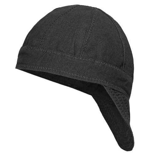 Image of sourcing map Reversible Welding Cap, 7 1/8"(181mm) ID 8 Panel Protective Welder Hat for Men Women Safety Protection While Welding, Black