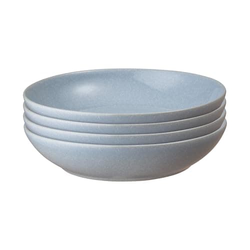 Image of Denby - Sky Blue Set of 4 Pasta Bowls - 1050ml Capacity - Dishwasher Safe Ceramic Crockery - Glazed Bowl Set for Dinner & Lunch - Pasta Dishes for Rice, Noodles - Chip & Crack Resistant Stoneware