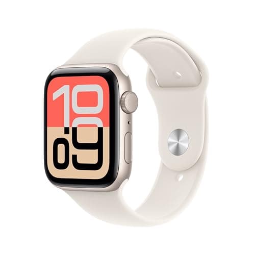 Image of Apple Watch SE 3 GPS 44mm Smartwatch with Starlight Aluminium Case with Starlight Sport Band S/M. Fitness and Sleep Trackers, Heart Rate Monitor, Always-On Display, Water Resistant