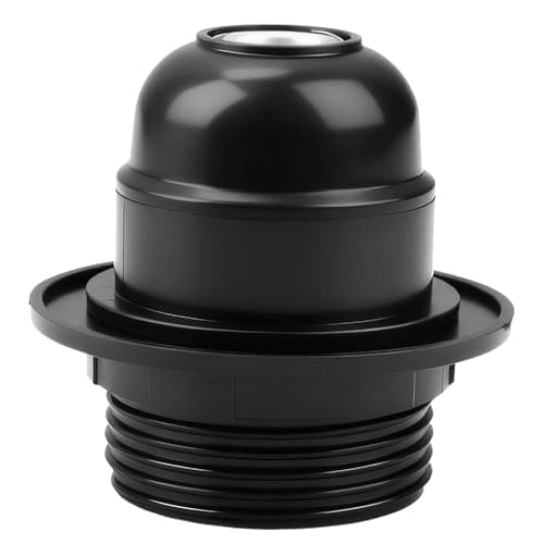 Image of Edison Screw ES E27 Lamp Holder Bulb Pendant Socket Black Bakelite Lamp Holders Shade Ring E27 Screw Lampholder with 10mm Threaded Entry for Table Ceiling Pendant Light Fitting Parts