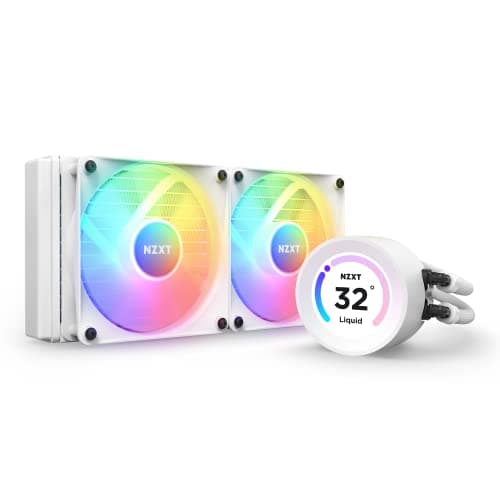 Image of NZXT Kraken Elite 240 RGB - RL-KR24E-W1-240mm AIO CPU Liquid Cooler - Customizable 2.36" Wide-Angle LCD Display for GIFs, Images, Performance Metrics - 2 x F120 RGB Core Fans - White