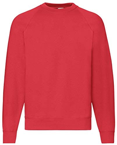 Image of Fruit of the Loom Men's Raglan Sweatshirt, Colour: Red, Size: S
