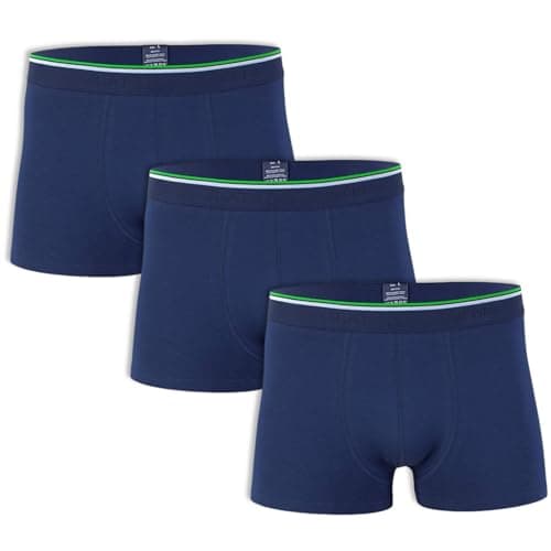 Image of Wonky Line Men’s Bamboo Boxers 3 Pack, Soft Breathable Underwear, Seamless, Moisture Wicking, Stretch Fit Trunks Grey Navy Black, M-XXL (UK, Alpha, M, Regular, Regular, Navy)