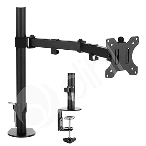 Image of Dihl Single Arm Computer Monitor Mount for Monitors and TVs 13” to 27 Inch Screens, Desk Clamp Mounted, Supports up to 8KG (17.6 lbs), Black - Ergonomic Desk Space Saving Solution