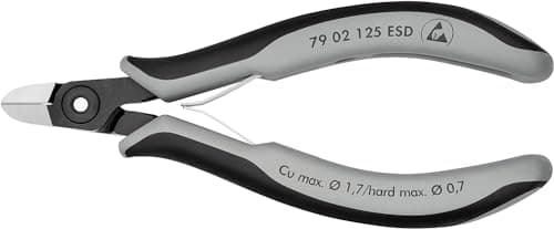 Image of KNIPEX Precision Electronics Side Cutter ESD Self-Service Card with Multi-Component Handles 125 mm, 79 02 125 ESD SB