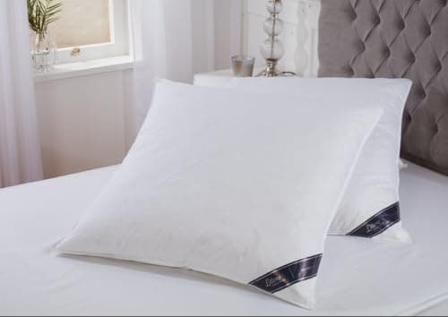 Image of Littens Luxury European Continental 80cm x 80cm Large Square White Goose Feather & Down Pair Pillows 230TC 100% Cotton Casing, Down Proof (32" x 32")