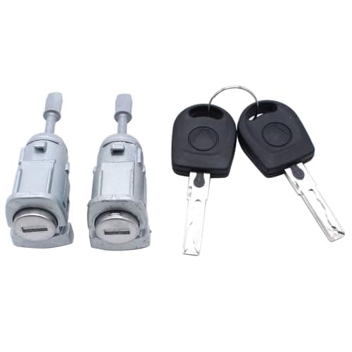 Image of 2 pcs Front Left Right Door Lock Barrel Cylinder Compatible with VW Bora Golf IV Lupo Polo 9N Skoda Fabia