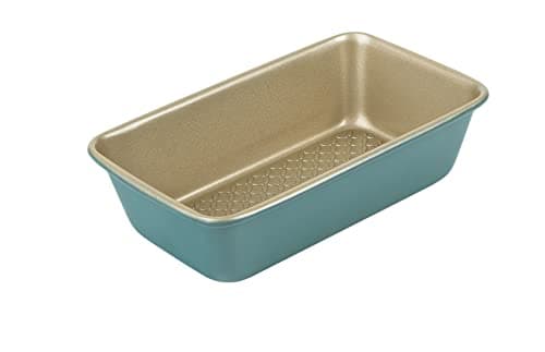 Image of Prestige x Nadiya 2lb Loaf Tin - Non Stick Loaf Tins For Baking 23cm x 13cm, Dishwasher Safe Steel Bakeware, Teal & Gold Loaf Pan, 9"