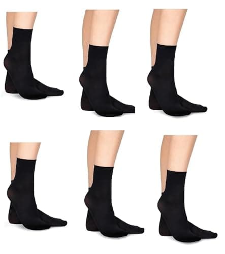 Image of Mytoptrendz® Ankle High Socks Super Soft Premium Comfort Top Anklets 40 Denier (Black) 6 pair