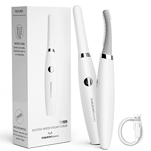 Image of TOUCHBeauty Heated Eyelash Curler,Electric Eyelash Curler with Precise Temperature Control & USB-C Fast Charge,Achieve Natural Curls and Defined Contours in just 10 Seconds (Silver White)