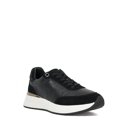 Image of Dune London Ladies Emotion Lace Up Runner Trainers Size UK 6 Black