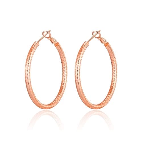 Image of Philip Jones Rose Gold Plated 40mm Diamond Cut Hoop Earrings